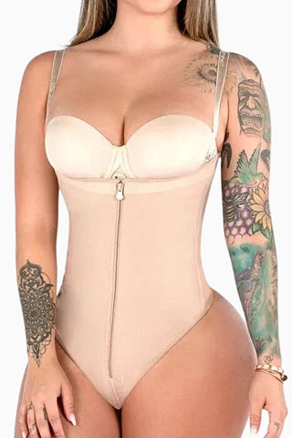 Underbust Zip Up Thong Bodysuit Shaper
